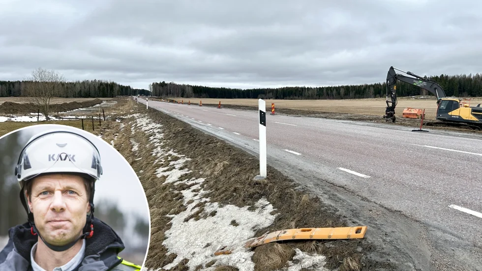 Den nya gång- och cykelbanan ska gå på västra sidan om riksväg 56 vid Sunds gärde. På den östra sidan blir det ett extra körfält. På bild syns också Torbjörn Arvidsson, biträdande projektledare på Trafikverket. 