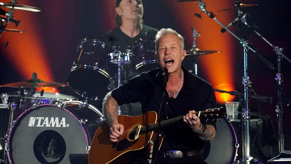 James Hetfield och Lars Ulrich i Metallica. Arkivbild.