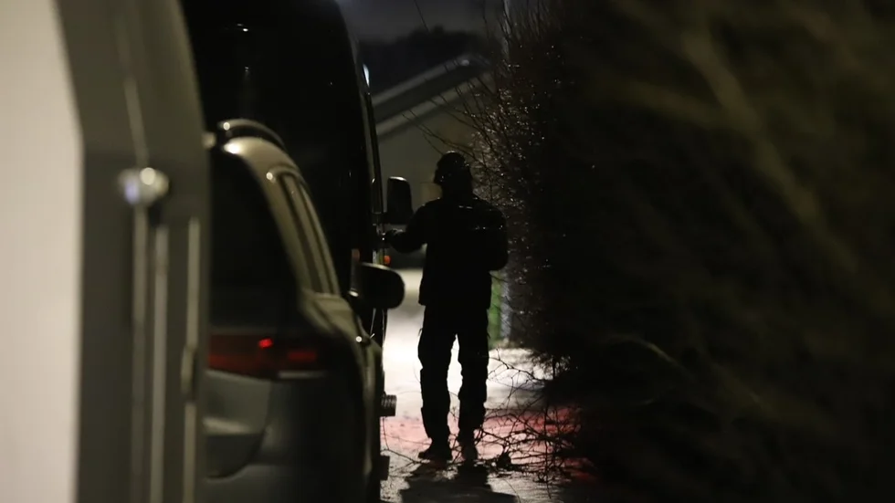 Bombskyddet på plats i villaområdet