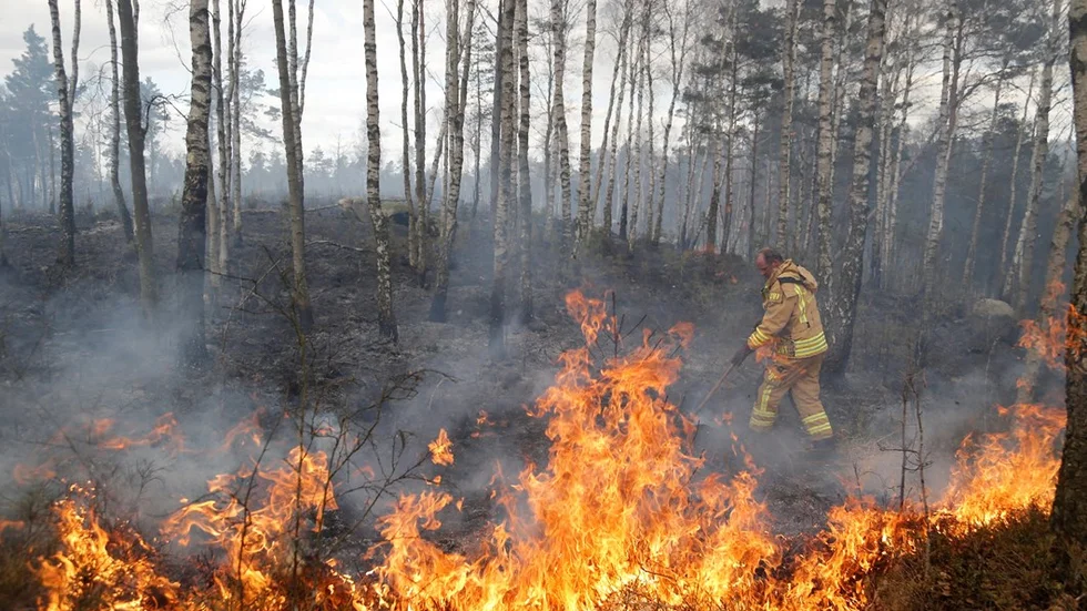 GÖTEBORG 20130327 En gräsbrand härjar skogen vid Strömsvägen, Solängen.
Räddningstjänsten larmades till gräsbranden i terrängen vid Olofstorp, nära busshållplats Solängen. Stationerna i Angered, Olofstorp och Lerum larmades ut. Foto Adam Ihse SCANPIX kod 9200