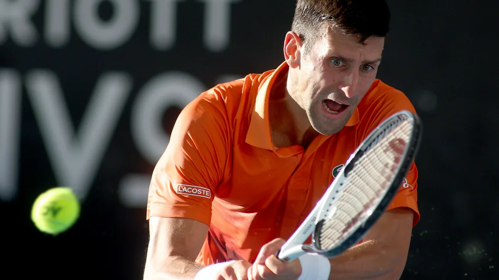 Novak Djokovic under en turnering i Adelaide förra veckan. Arkivbild.