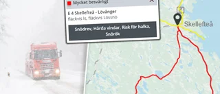 Trafikverket varnar för mycket besvärligt väglag: ”Snödrev, risk för halka” • Karta: De här vägarna är rödmarkerade