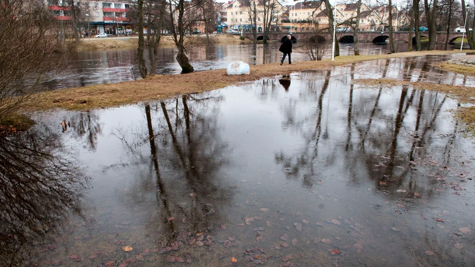 Högt vattenstånd i Värnamo för några år sedan. Arkivbild.