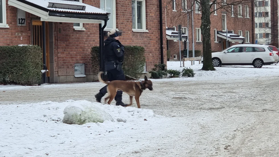 Polisen sökte med hund vid brottsplatsen i Ljura.