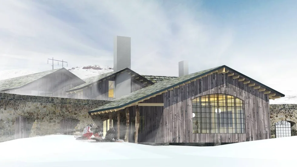 PÅ GÅNG. Målsättningen att ha det nya skidhotellet i Riksgränsen klart till påsken 2017 var för optimistisk. Nu ser hotellet ut att bli klar ett år senare istället. Men entusiasmen för projektet har inte minskat, enligt entreprenören Axel Darvik.