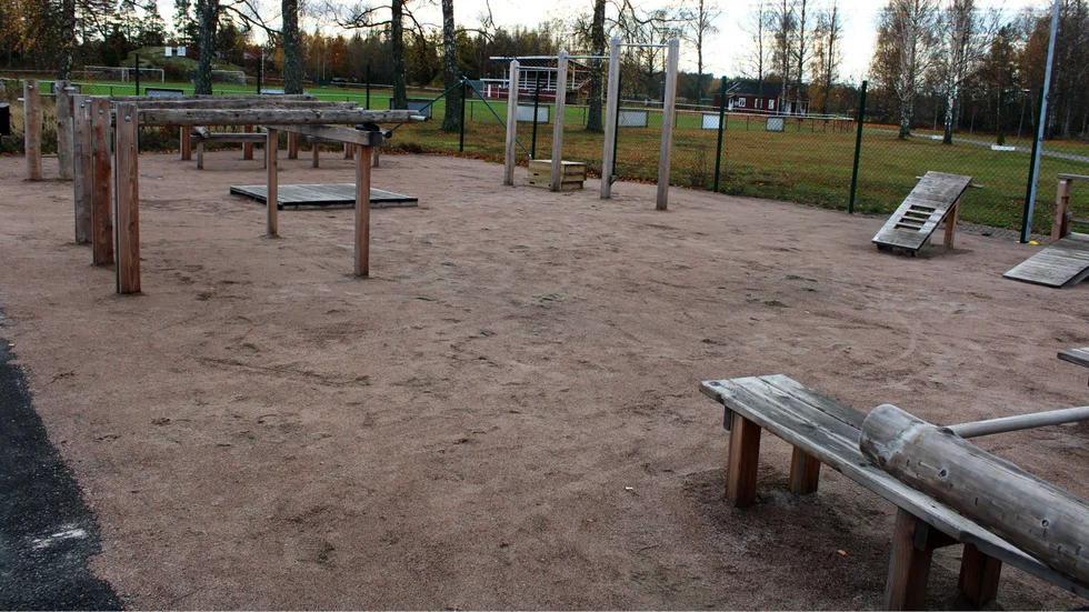 Det är inte ett exakt sådant här utegym som Högsjö GF fått bidrag till och ska bygga i början av 2023. Men det blir i samma material, trä.