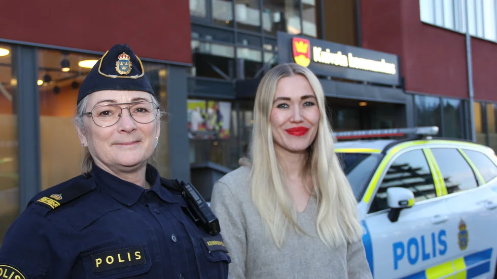 Kommunpolis Pia Johnson och Knivsta kommuns nya trygghets- och säkerhetssamordnare Therése Lilja."Viktigast för oss två är nu att komma in i strukturen och få fram en bra lägesbild. Lägesbilden blir underlaget till hur vi sedan ska jobba brottsförebyggande långsiktigt i Knivsta", säger Pia.