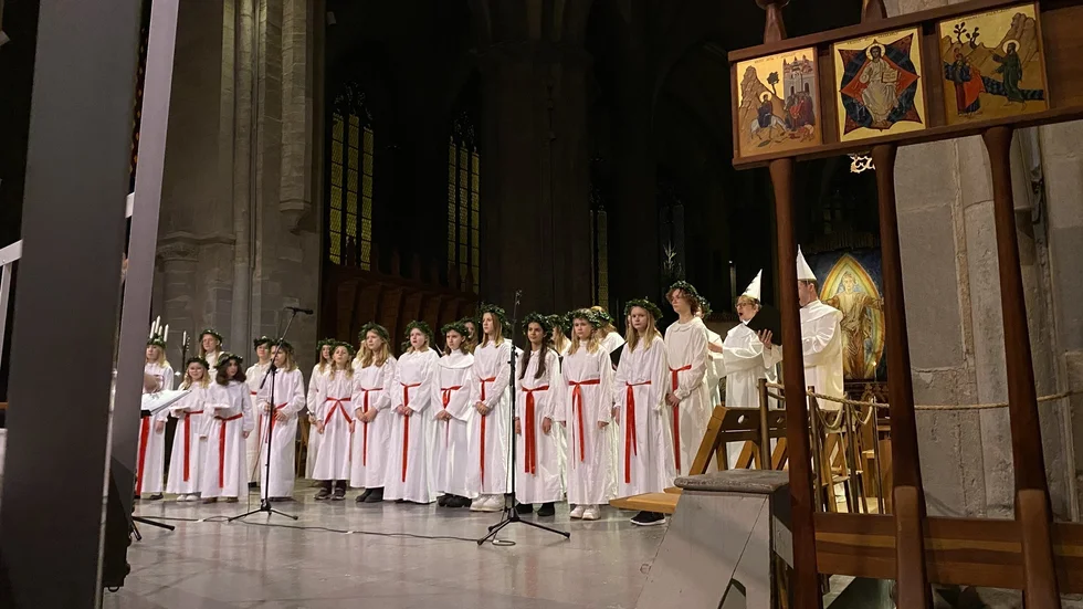 Årets luciatåg i domkyrkan.