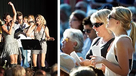Anna-Karin " ako " Nytell Oldeberg och Birgitta Wollgård stod för fin stämsång när hitlåtarna avverkades.