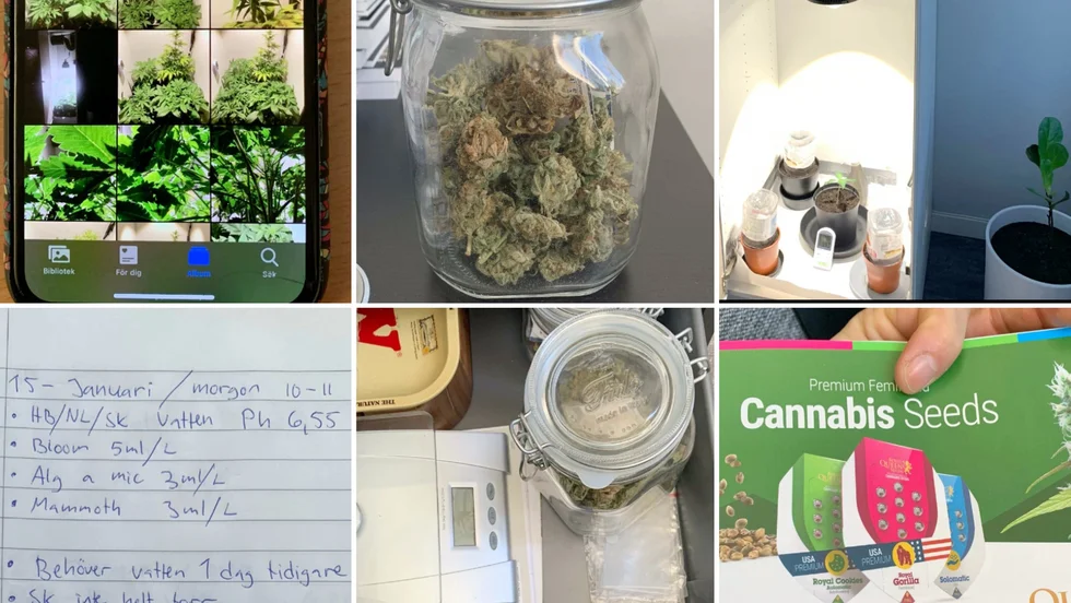 Avslöjande mobilbilder, odling i garderoben, odlingsdagbok, våg, värmelampor och andra hjälpmedel. Skelleftepolisens bilder hemma hos 25-åringen visade med all önskvärd tydlighet vad mannen hade sysslat med. 