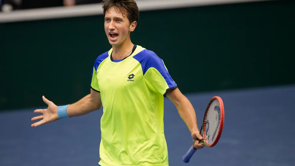Serhij Stachovskyj vid en Davis Cup-match i Malmö 2014.