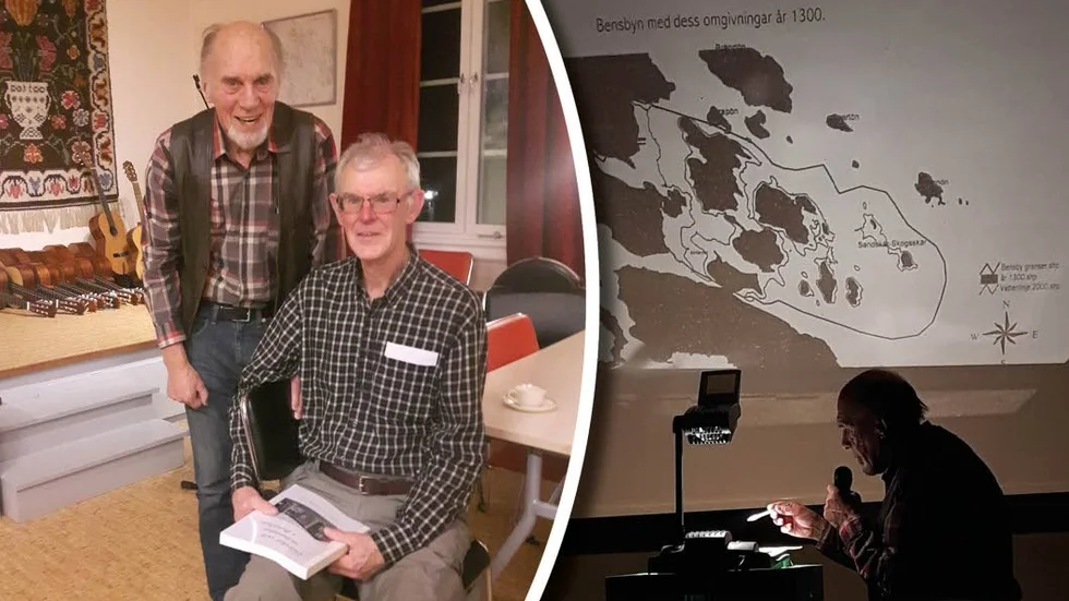 Hans Havo och Erling Johansson – och en karta över Bensbyn från 1300-talet.