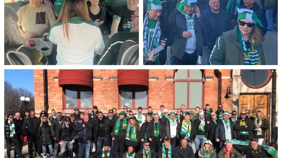 Massor av idrottsprofiler från Eskilstuna var med på resan till Stockholm. I vimlet syns bland andra den tidigare elitdomaren Peter Fröjdfeldt och Jocke Helgstrand.