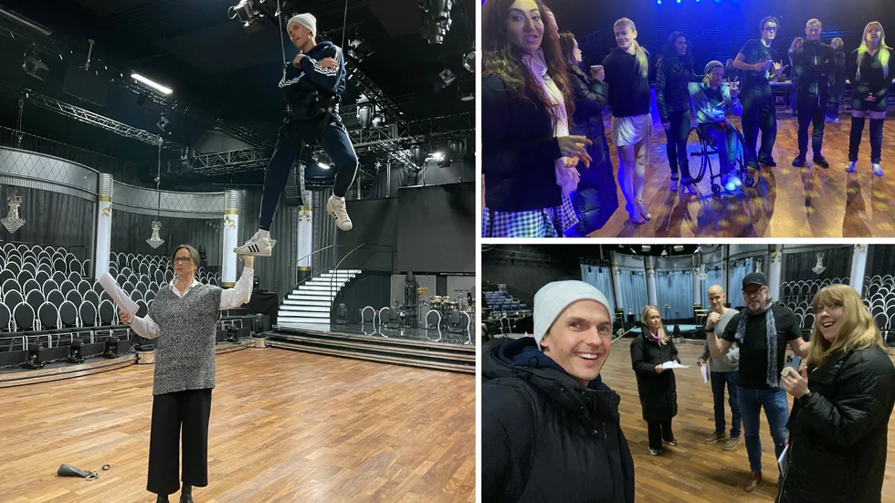 En svävande David Lindgren och en Petra Mede som håller i trådarna. Så blir det på lördag. Dessutom är det enligt Lindgren "skitväder" i Stockholm och svinkallt i replokalen - så täckjacka på gäller.