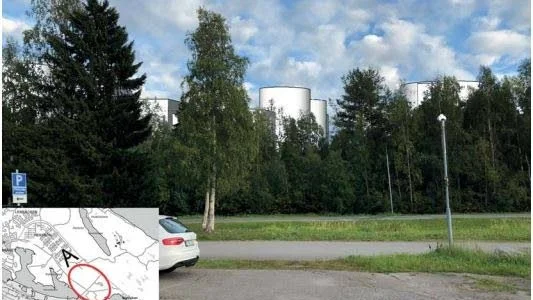 Så här kan vyerna för boende på Hertsö ängar förändras när Hertsöfältet exploateras som industriområde. En skogsremsa blir kvar för att skilja industriområdet från bostadsområdet.