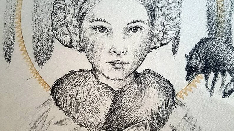 Vargtimme, blyerts och kaffe, 40x50 cm