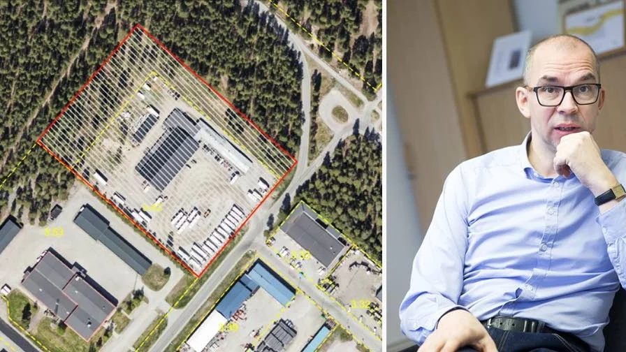 Klartecken för utökad verksamhet. Den röda linjen markerar området som ska utökas kring fastigheten. Niklas Nordström förklarar varför politikerna gick emot tjänstemannaförslaget.