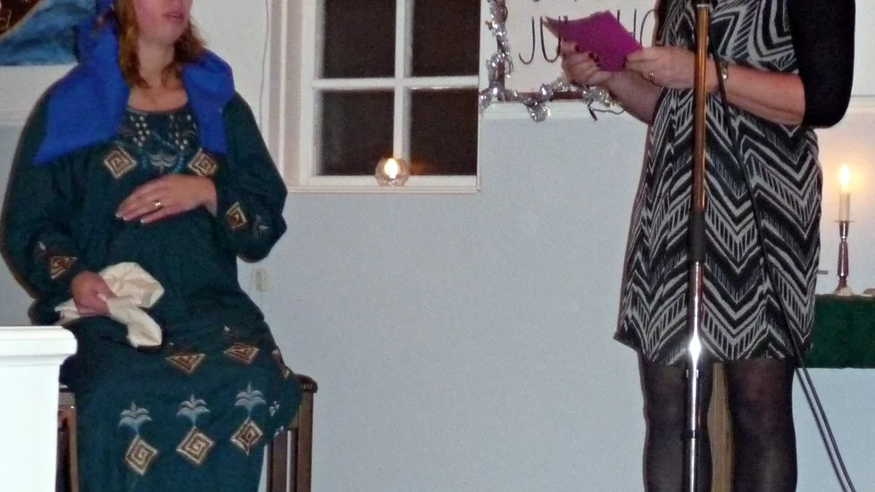 Inger och Miranda. Inger Olofsson fick besök av jungfru Maria (Miranda Birgersson).