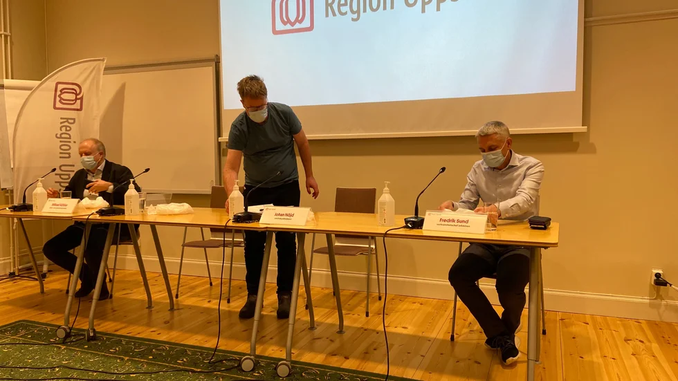 Region Uppsala håller presskonferens om coronaläget på torsdagen.