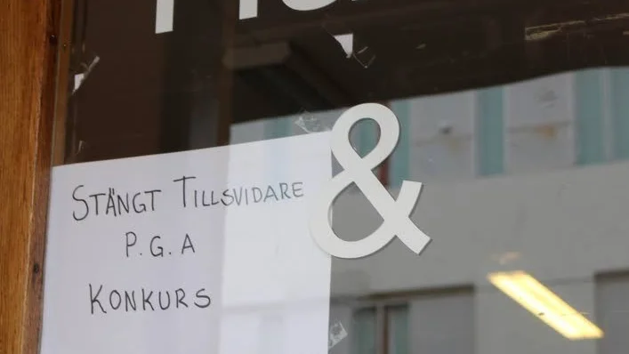 Stängt på grund av konkurs möttes besökarna av till Hans & Greta.