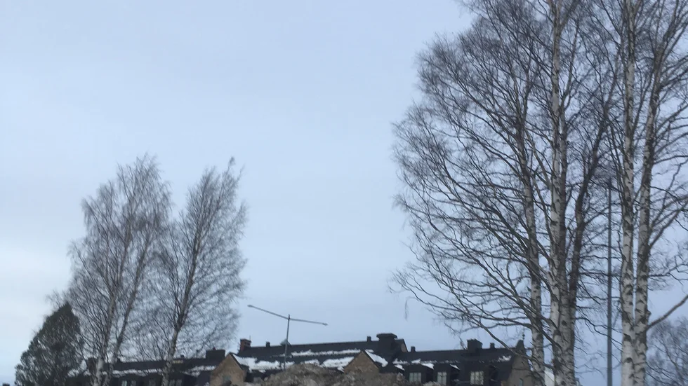 Centrala Luleå är fullt av snö. Svårt att ta sig fram och förhindrar sikten.