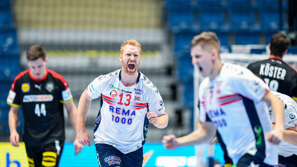 Norges Erik Thorsteinsen Toft jublar efter ett mål.