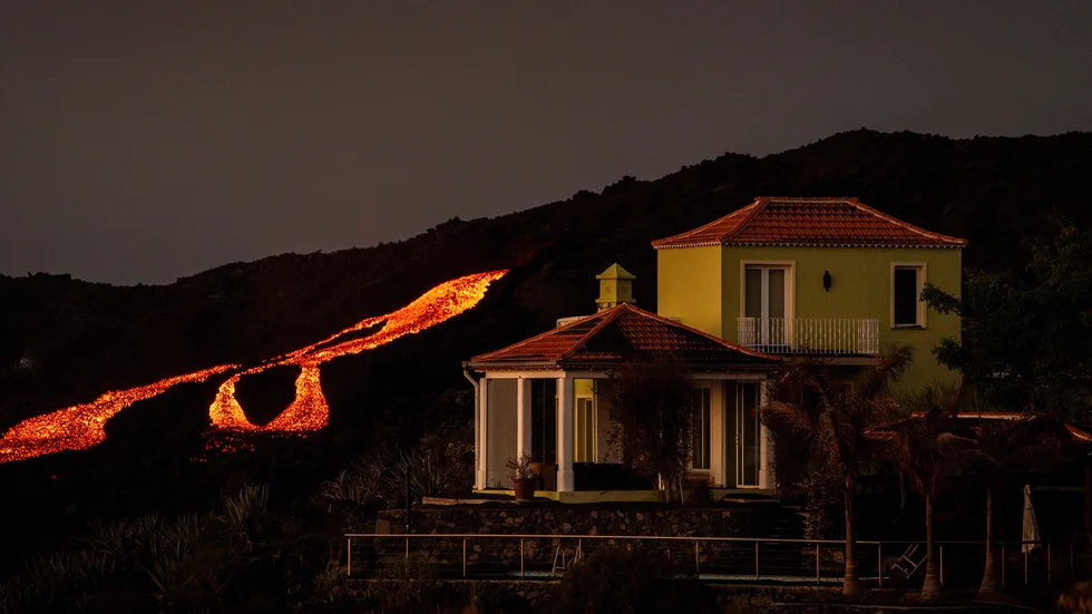 Många hus har förstörts av lava från vulkanutbrottet på La Palma. Arkivbild.