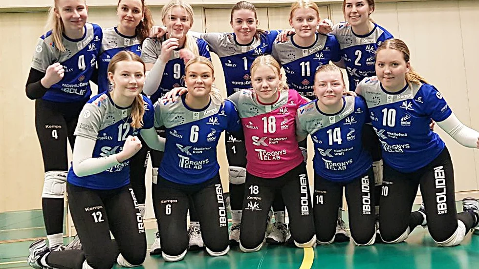 Norsjö Volley efter lördagens seger mot Stockholms vingar.