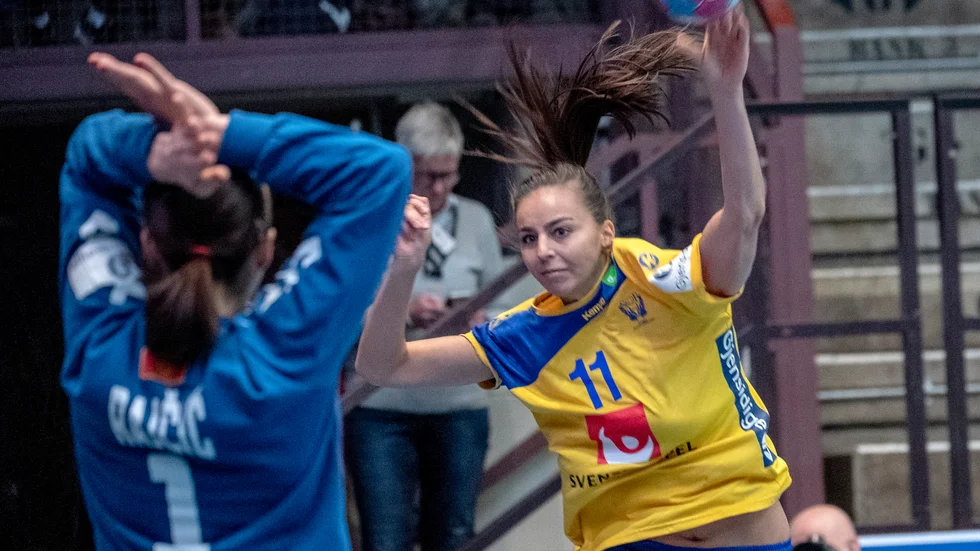 Handbollsspelaren Daniela Gustin i landslagströjan. Arkivbild.