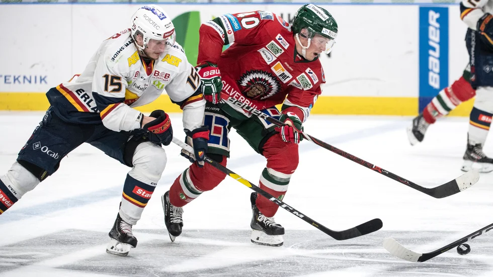 Djurgårdens Jakob Lilja och Frölundas Joel Mustonen.