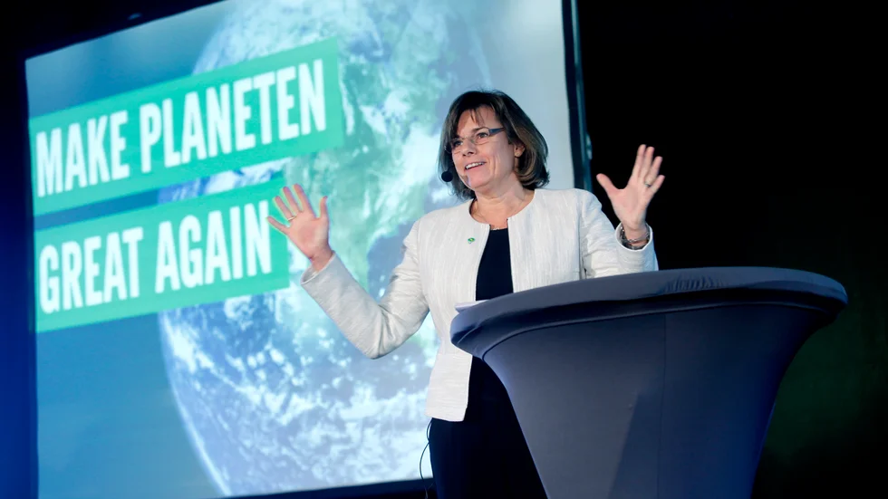 GRÖN RÖST. Språkröret Isabella Lövin på Miljöpartiets kommundagar i Sundsvall i november 2016. Foto: Mats Andersson/TT.