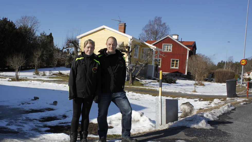 Sandra och Rickard Thelin ser fram emot att öppna sin butik, som ännu inte är på plats på den just nu snötäckta ytan intill Konsumgården.