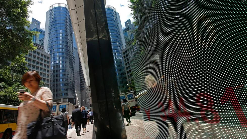 Nedgångarna i Asien följer måndagens utveckling på Wall Street. Arkivbild.