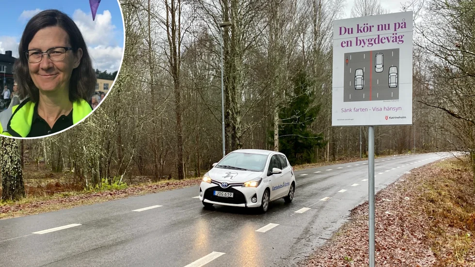 Om bilister delar vägen med fotgängare och cyklister måste alla respektera varandras utrymme på Djulökvarnsvägens bygdeväg. På bild syns också trafikingenjören Cathrine Lindkvist. 