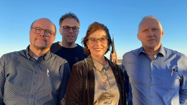 KD Norrbotten samlades till extra årsmöte i Luleå. På bilden Håkan Kero, Pajala, Samuel Ek, Luleå, riksdagsledamot Gudrun Brunegård, Vimmerby, och Stig Töyrä, distriktsordförande, Pajala.