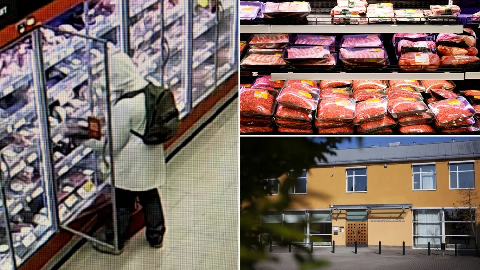 Den 50-årige Motalabon är misstänkt för stöld och misshandel i butiker i främst Motala. I slutet av oktober greps han efter en incident i en livsmedelsbutik. Bild från förundersökningsprotokollet.