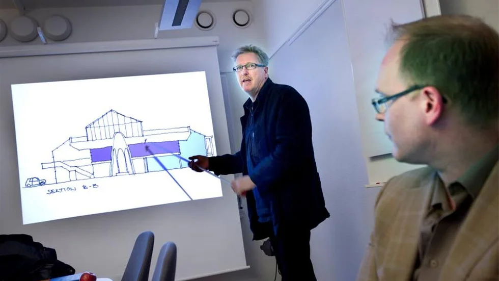 Så här såg det ut när Hans Walloschke presenterade skisserna till den moské som planeras på Hertsön. Prislappen uppskattas till 40 miljoner.