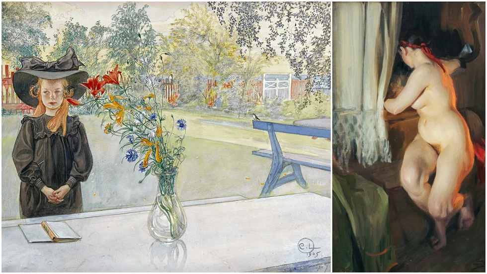 Verk av Carl Larsson och Anders Zorn gick under klubban i förra veckan när Uppsala Auktionskammare höll internationell kvalitetsauktion på bland annat klassisk svensk konst. Både "Kersti i svart" och"Vriden" är beskurna på fotomontaget.