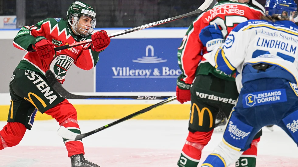 Frölundas Linus Nässén sköt första målet i segermatchen mot Leksand.