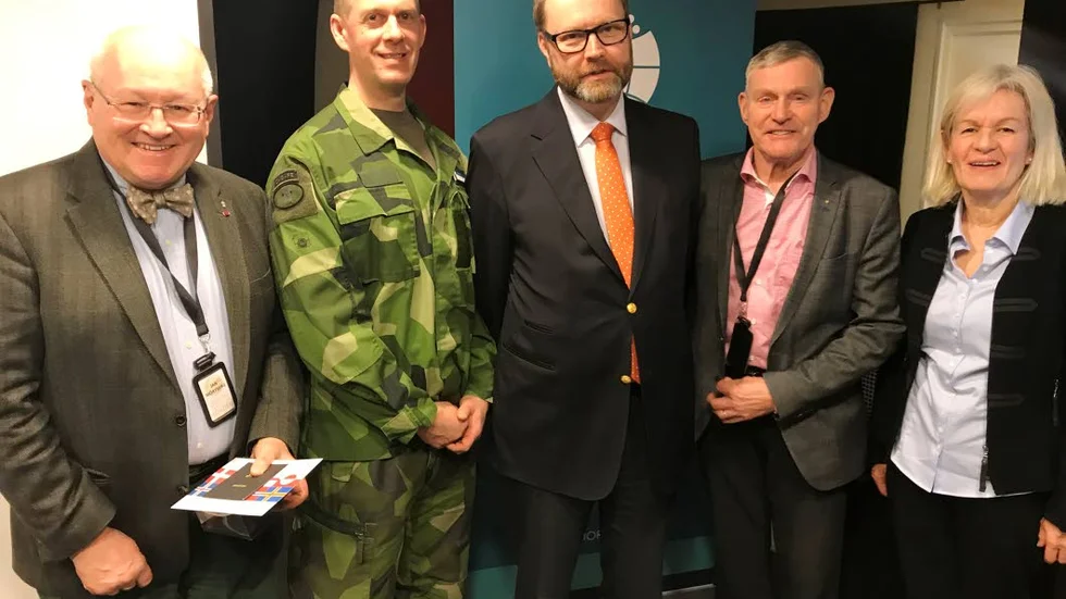 Alla dagens föreläsare Jan Mörtberg, Jonny Lindfors, Niklas Granholm, Göran Honkamaa, Gunhild Rosqvist.