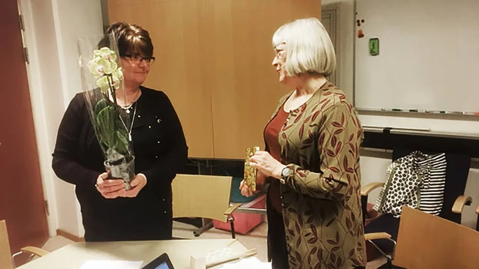 Agnetha Lundqvist, som tillsammans med Anna-Carin omstartade föreningen för fem år sedan, hade avsagt sig omval. Hon avtackades med en blomma och ett hjärtligt tack.