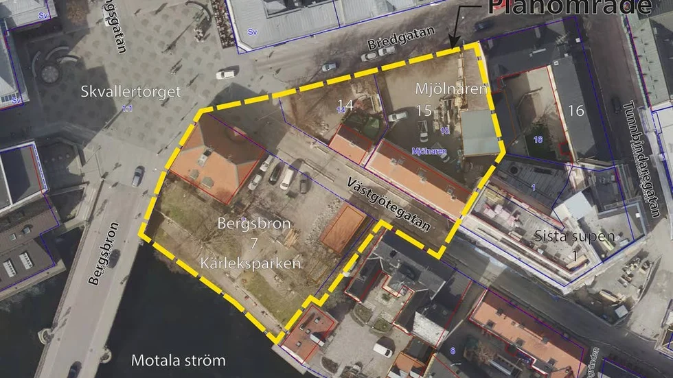 Planområdet vid Skvallertorget, Västgötegatan och Bredgatan.