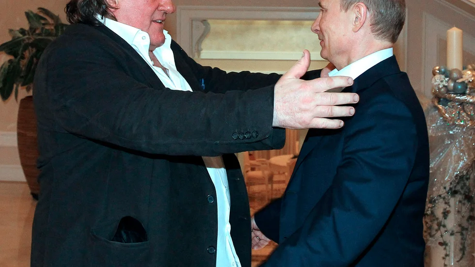 Gérard Depardieu och Vladimir Putin 2013. Arkivbild.