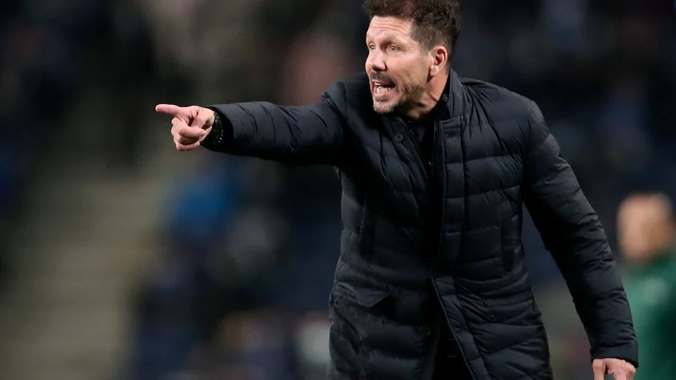 Atletico Madrid-tränaren Diego Simeone är smittad av covid-19. Arkivbild.