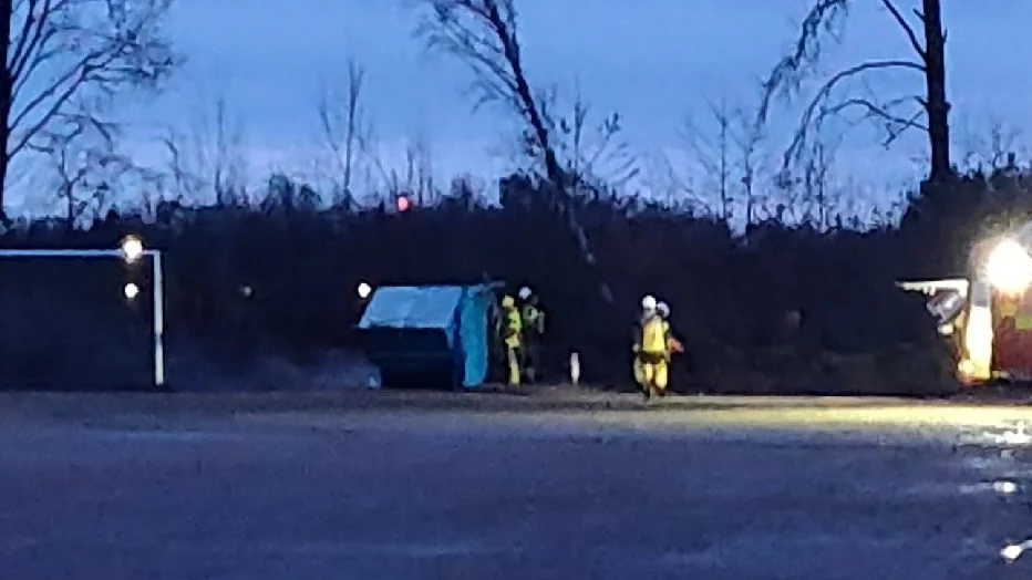 Containerbrand vid Fålehagen i Motala.