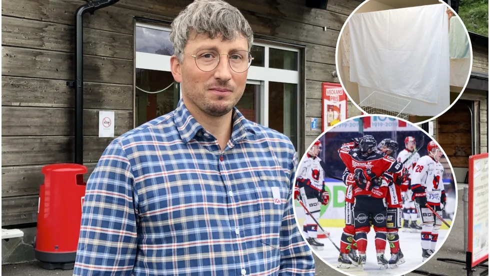 Petter Nilsson, som driver Ica nära Riksgränsen, ville hjälpa Boden Hockey och tog fram en lakanförsäljning som fått en succéstart. (Bilden är ett montage).