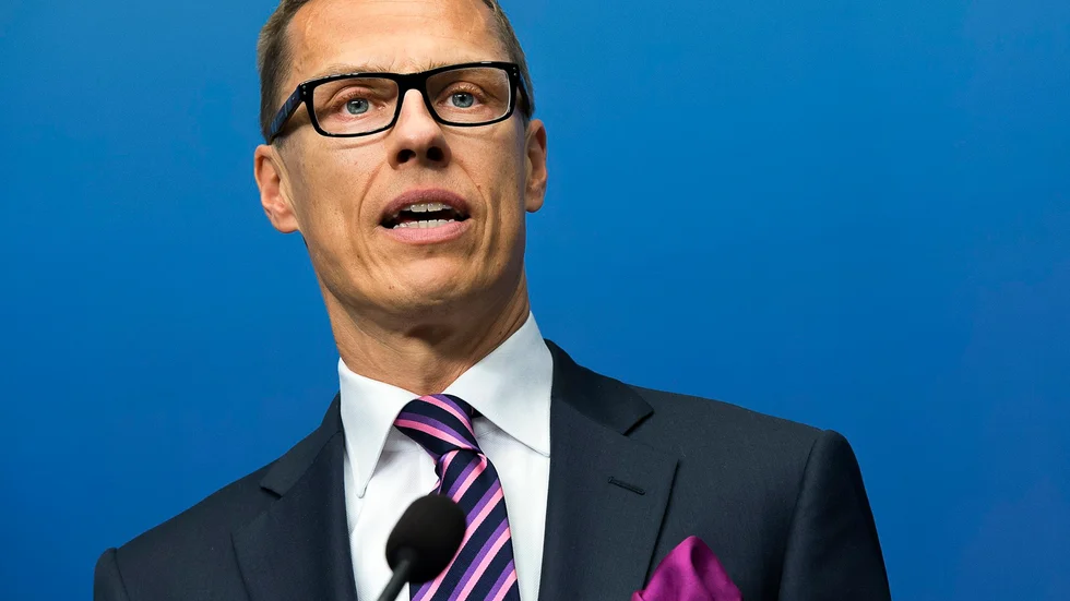 STOCKHOLM 20140704 Finlands nytilltr‰dde statsminister Alexander Stubb ger en presskonferens infˆr fredagens ˆverl‰ggningar med Reinfeldt pÂ Rosenbad i Stockholm. Foto Jonas Ekstrˆmer / TT / kod 10030