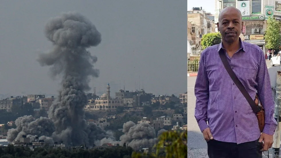 Svensk-palestiniern Abdulwahed Mansours fru och fem barn befinner sig i Rafah i väntan på att få lämna Gazaremsan. Själv befinner han sig i Ramallah på Västbanken.