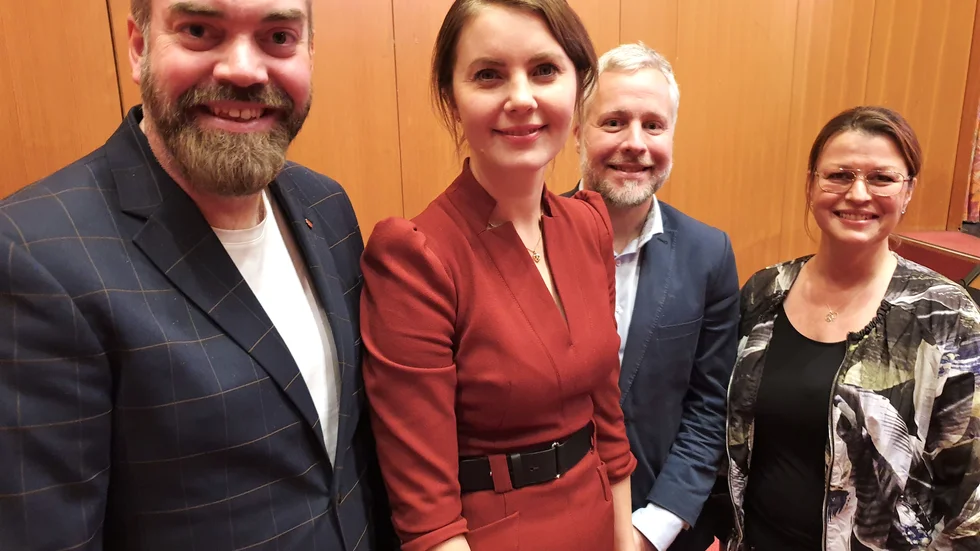 Debattinläggets undertecknare, Socialdemokratiska riksdagsledamöterna Fredrik Lundh Sammeli, Ida Karkiainen, Linus Sköld och Zara Legissa.
