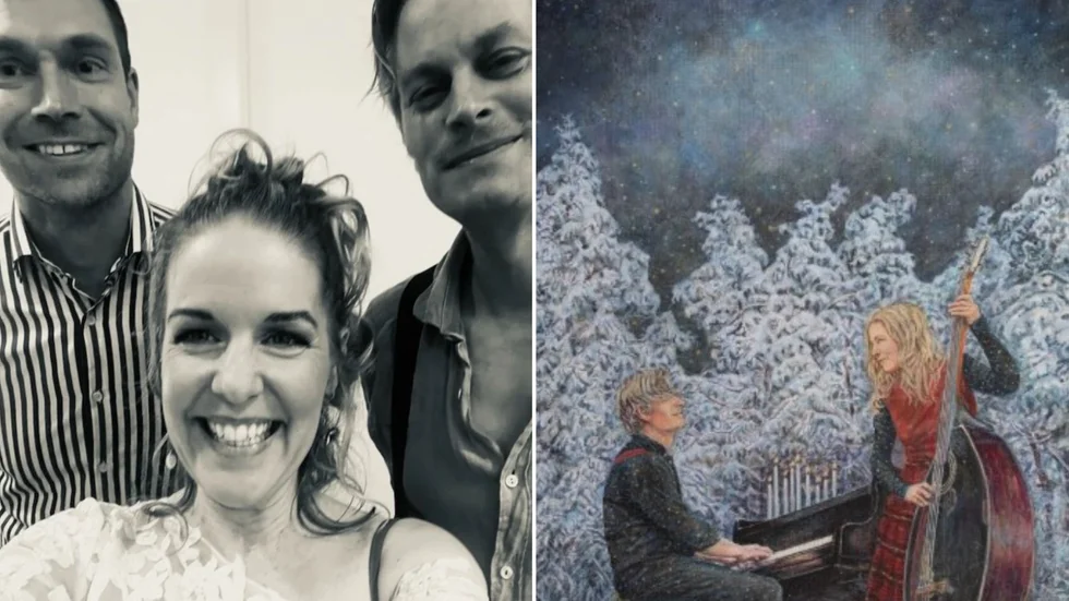 Johan Salberg (till vänster) jobbar som lärare i svenska och historia på Praktiska gymnasiet i Uppsala. Nu har han skrivit låten "Vintergatan 12" tillsammans med Sofia Karlsson och Martin Hederos.